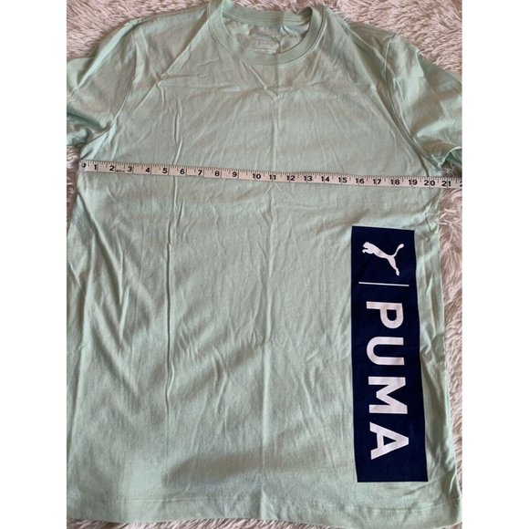 Women’s T-Shirt Size M PUMA Oversize Jock Tag Tee Mist Green - Dark Deni TD29009 - Picture 5 of 11